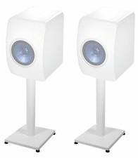 Pair 21” Steel White Stands For KEF LS50 Bookshelf Speakers Robust Metal Poles