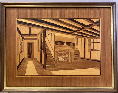 Vintage wood inlaid - vintage, picture