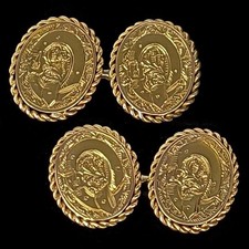 Victorian Cufflinks 15ct Gold Hallmarked Birmingham 1870 Antique Belt Motive