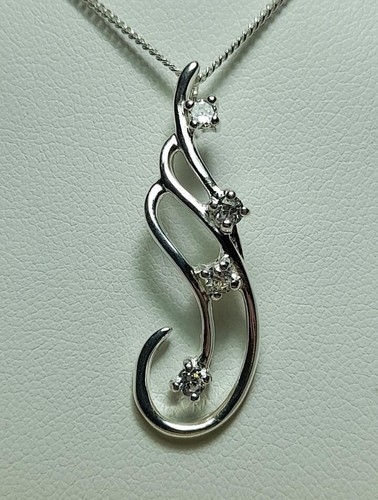 Silver cubic zirconia pendant - silver,