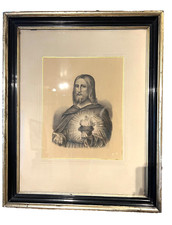 Old painting 1875 signed Sudre - Sacred Heart of Jesus, Sainte Clotilde School