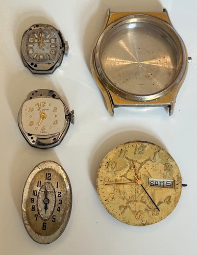 Vintage bulova watch parts lot - parts,