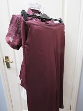 Marks & Spencer Autograph Rosie Satin Ladies Pyjama Set Size 12 Brown Lace Silky