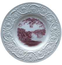 Smith College Wedgewood porcelain plate with a view of Paradise Pond
