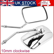 10mm Motorcycle Rearview Side Wing Mirrors Motorbike Chrome Rectangle Universal