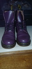 VINTAGE DR MARTENS AIR WAIR 8 EYELET BOOTS SIZE 6 PURPLE LEATHER DOCS 1460