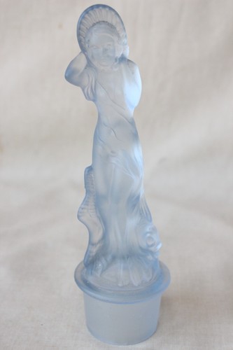 Art deco frosted blue glass - art,