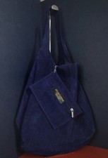 Navy Blue Italian Suede Slouch