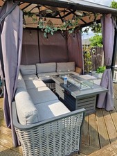 Moda Talia 2E Corner Sofa with Fire Pit Coffee Table. 8 Seater.