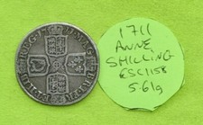 1711 Silver One SHILLING Coin