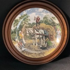 Wedgwood Life  On The Farm plate in wooden wall frame  1989 Haymaking limited ed