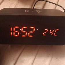 Digital Alarm Clock With Wireless Phone Charging and voice activated