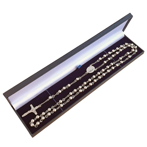 Silver steel rosary beads - silver,