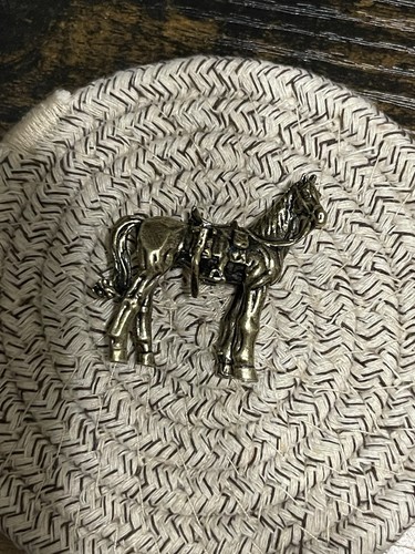 Miniature brass horse with - miniature,