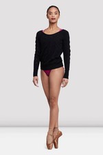 Bloch Dance Ladies V Neckline Knitted Sweater Warm Up Top Z5249 Black Small UK 8