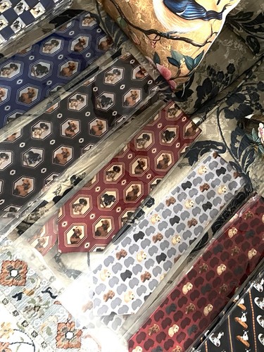 Pure silk ties - silk, dog