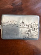 Vintage Japanese sterling silver cigarette case rectangular approximately 1930s