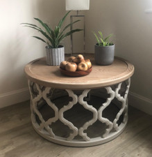 French Coffee Table Vintage Round Shabby Chic Wooden Side End Country Furniture