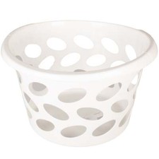 White Round Plastic Laundry Basket