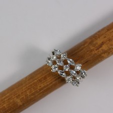 QVC  925 Silver Diamonique Pale Blue and Clear Ring