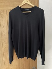 Marks And Spencer Wool V Neck Jumper Size L Navy Blue