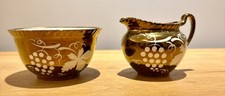 Vintage Grays Pottery Stoke On Trent Lustre Jug And Bowl With Vine Decoration