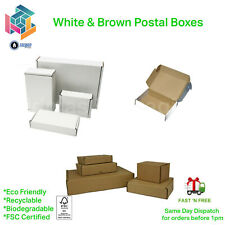 White & Brown Cardboard Postal Boxes Gift Mailing Packet Small Parcel Fold Up