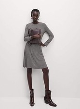 EX M&S Ladies Jersey Printed Knee Length Skater Dress Casual Party Long sleeve