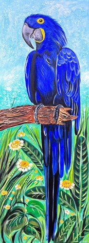 Blue macaw bird - macaw, acrylic,oil