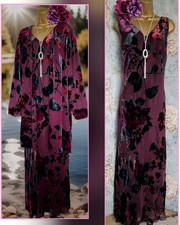 Ann Harvey Silk Velvet devore 20s Deco Downton Abbey Evening Dress jacket 18 20