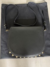 Alexander Wang Lia Cross-body Black Leather Bag / Gold Studs