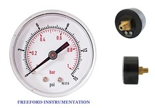 Low Pressure Gauge 0/15 PSI & 0/1 Bar 50mm Dial 1/8 BSPT Back. 2.5% SEE VIDEO