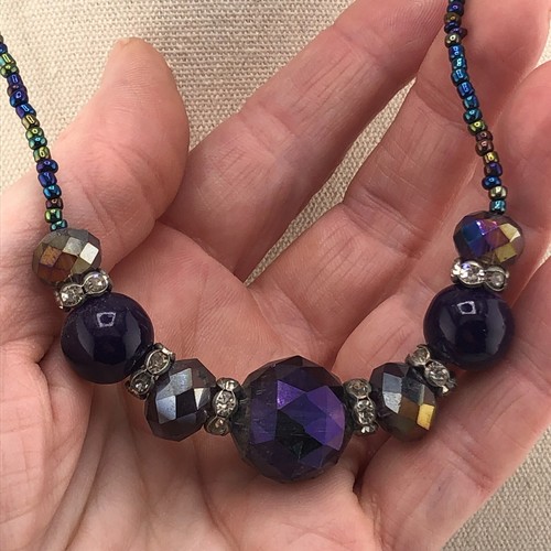 Iridescent bead necklace - bead,