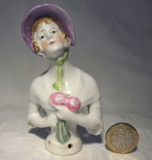 VINTAGE GERMAN   LARGE 4"  HALF DOLL  PIN CUSHION  6069?