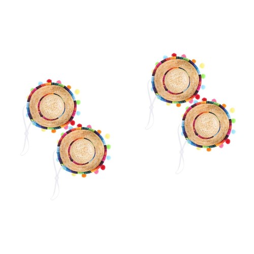 4pcs mexico straw hats small - straw,