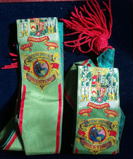 2 x Vintage 1960's? Ancient Order of Foresters PCR Sashes. ("Secretary" & "J.W")