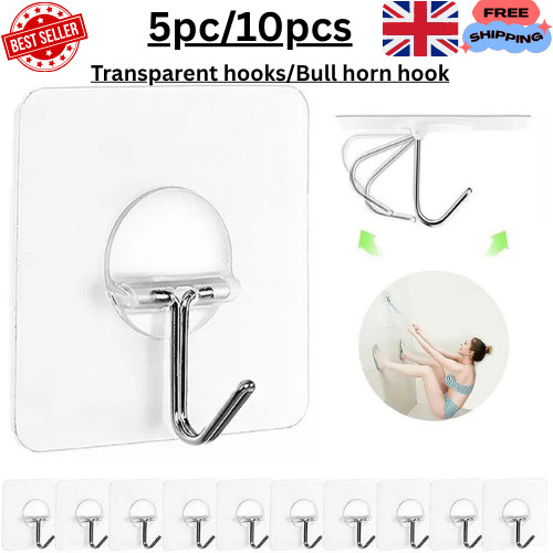 Clear adhesive wall hooks - 5/10,