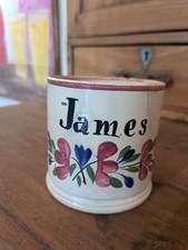 Early Pearlware Antique Lustre Children's Mug James A/F C1825 Spongeware