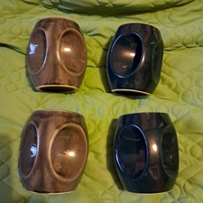 vintage 60s/70s owl eye handle mug set x4 Holkham England blue and grey