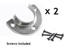 Wardrobe Rail Bracket Support End Brackets Half Round Holds 25mm Poles x2