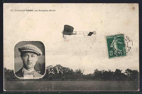 Postcard aviateur simon - postcard, l'aviateur