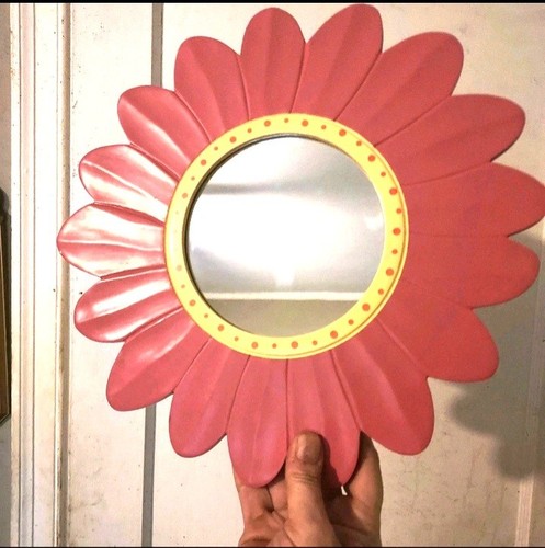 Pink flower shaped wall mirror - wall,