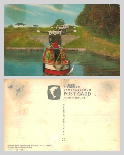 Vintage postcard narrow boat - postcard,