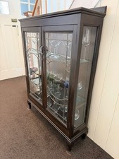 Brown Wood Glass Door Cabinet