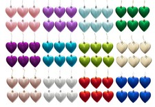 Christmas Tree Heart Baubles Hanging Decorations Matte Matt Hearts Pack of 6