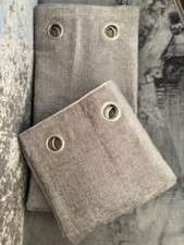 NXET Grey Silver Heavyweight Chenille Eyelet Curtains 168X274 CM ( 66x108" LONG