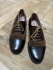 Russell & Bromley Brown 3Tone Leather Swede Snake Skin Print Oxford Shoes New 42