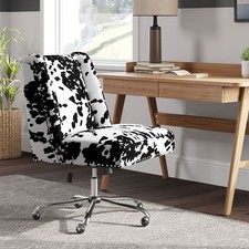 Office Chair Computer Desk Swivel Chair Velvet Padded Mid Back Adjustable Height