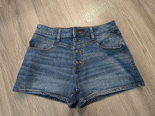 So Women's Curvy Mom Denim Jean Shortie Shorts Size 9 /29 BUTTON FLY HIGH RISE