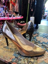 Diesel Gold Leather  & Alligator Back Stilleto Shoes Heels UK 7 Designer Shoes